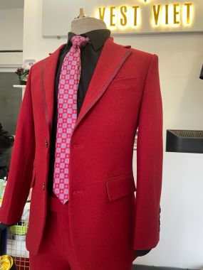 Red Cherry Suit Viền Cổ